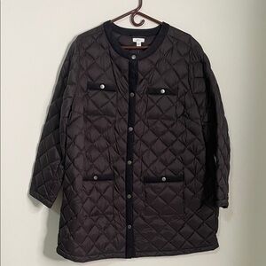 J. Jill Black Quilted Puffer Jacket